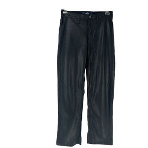 Hollister Vegan Leather Pants Black Ultra High Rise Straight Leg Size 29 Waist